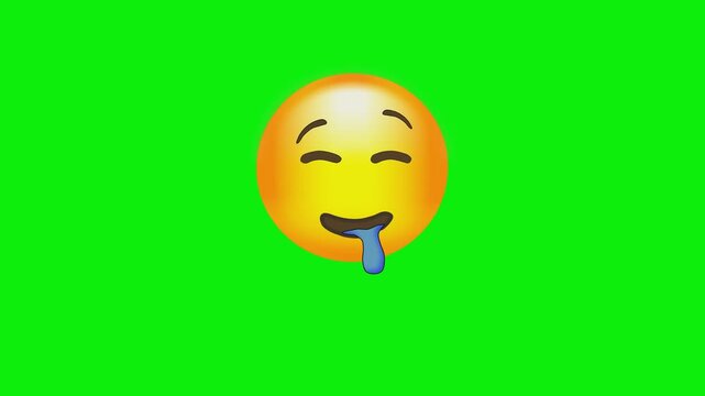 Tongue out yellow face emoji green screen chromakey background 2d animated cartoon animation scene element clip visual frame sequence theme scene element clip