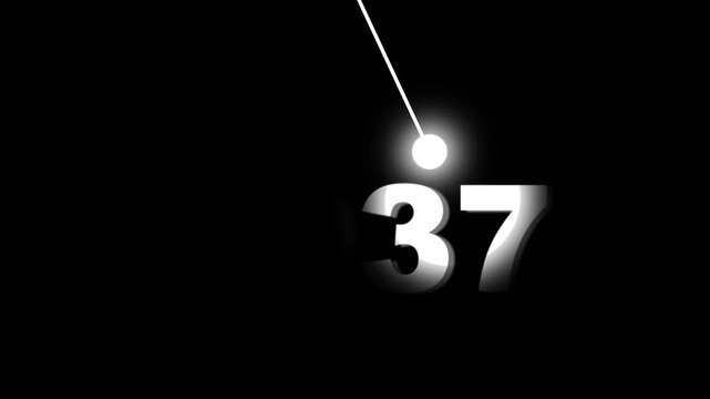 Minimalist new year countdown 2024 motion with glowing pendulum and typography on black background, motion minimalist