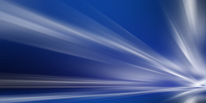 Abstract, science, futuristic, energy technology concept. Digital image of light rays, stripes lines with blue and white light, speed and motion blur over dark background