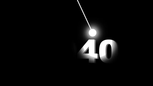 New year 2024 countdown animation with glowing pendulum motion on black background, motion minimalist.