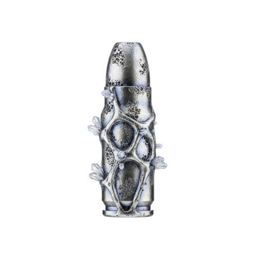 Fantasy Bullet Decorated with Metallic Organic Structures and Crystals