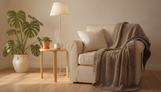 Cozy Living Room Corner Home Concept Background