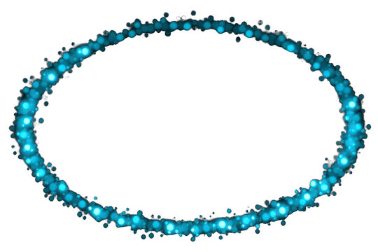 Abstract blue glowing bokeh light circle frame