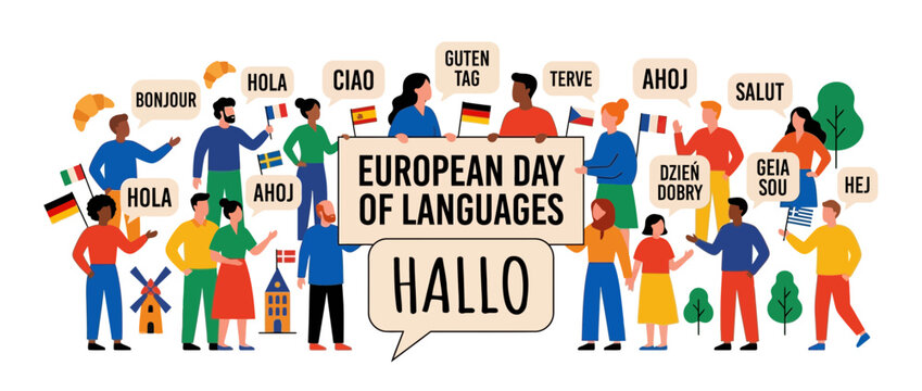 Diverse People Celebrating Multilingualism and European Culture