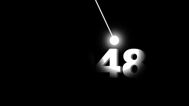Minimalist pendulum countdown timer with glowing light effect on black background, for new year, and event openers