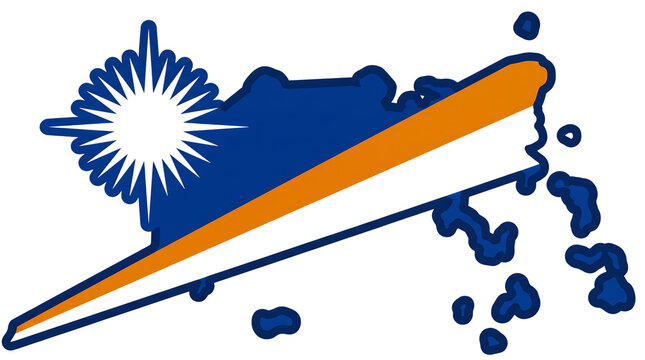 Map of the marshall islands with the national flag pattern isolated on transparent background