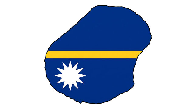 Map of nauru with national flag pattern, isolated on transparent background