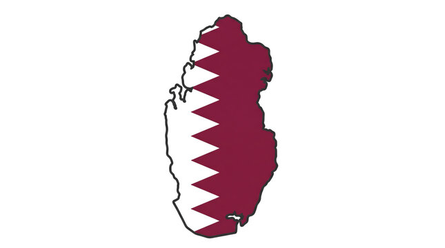 Qatar map shape with national flag pattern vector illustration, qatari geography and country silhouette icon isolated on transparent background