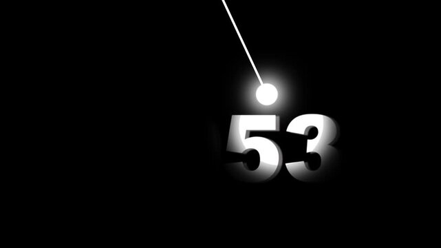 countdown timer animation with swinging pendulum light effect on black background, clock