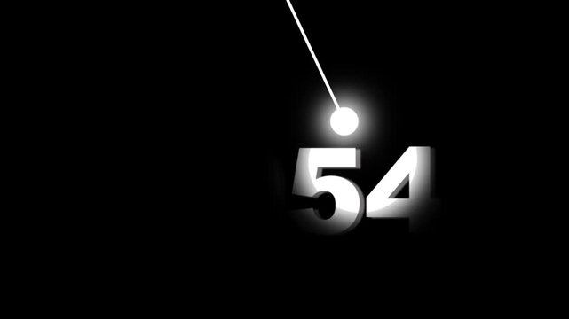 Minimalist countdown timer animation with glowing pendulum and typography for event openers clock motion minimalist