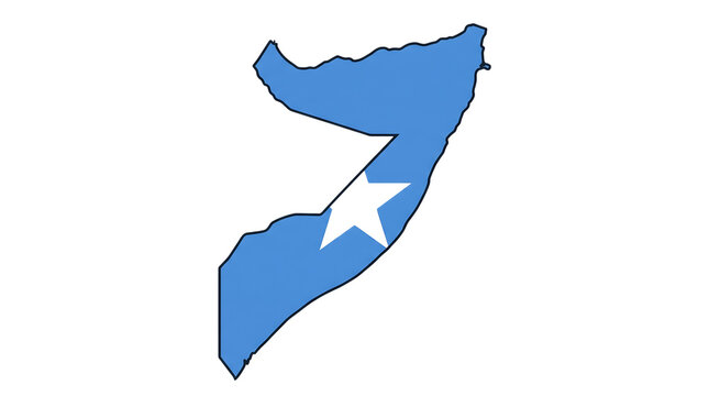 Map of somalia with the national flag pattern isolated on transparent background