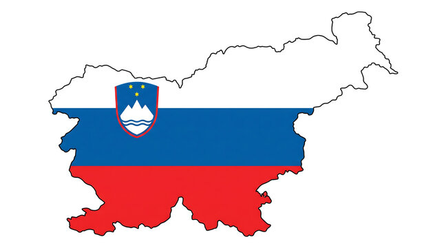 Map of slovenia with the national flag inside, isolated on transparent background