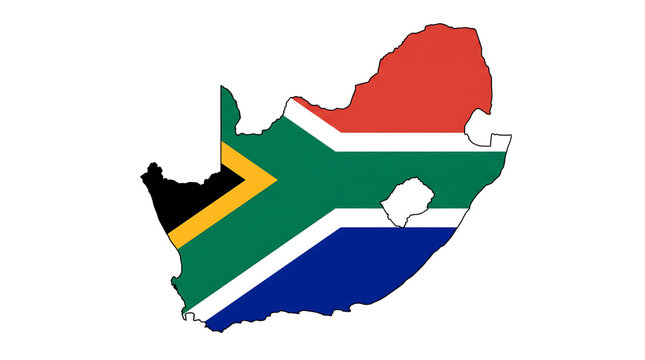 Map of south africa with the national flag design isolated on transparent background