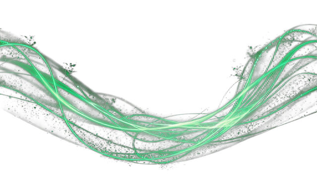 Abstract green light waves on black background