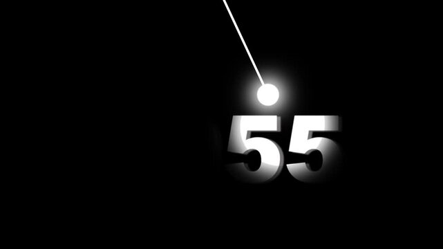 Minimalist pendulum countdown animation with glowing light effect on black background, motion timer