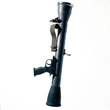 Military anti tank rocket launcher weapon isolated on white background with launcher antitank military tactical artillery security shoulder explosive ammunition isolated background