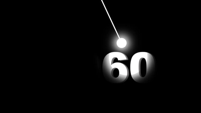 Minimalist pendulum motion with swinging glowing sphere and number 06 animation motion swinging