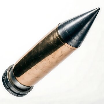 Copper jacketed pointed bullet ammunition isolated on white background with ammunition projectile ballistics weaponry cartridge shooting isolated background security tactical