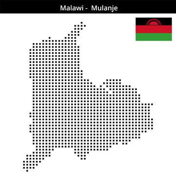 Map of Malawi region -Mulanje in medium size square dots
