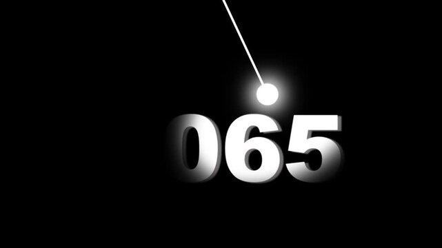 Minimalist pendulum animation with year 2065 countdown, abstract motion for future concepts and digital time tracking
