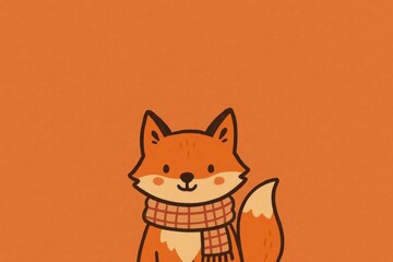 Fototapeta premium Cute fox wearing cozy scarf.