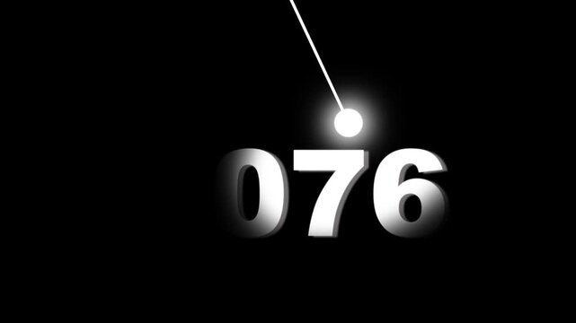 Minimalist pendulum animation swinging over 2076 date for futuristic countdown or sci-fi concept future