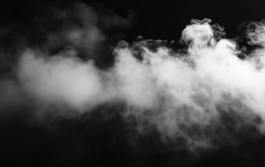 Fototapeta premium Thick smoke on isolated black background. mist background. white smoke background. dust, fog smoke. steam background. smoke texture. smoke effect.