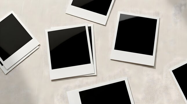 Blank Polaroid Photos Flat Lay Background MockupBlank Polaroid Photos Flat Lay Background Mockup