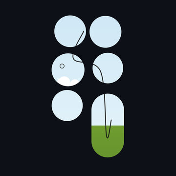 Minimalist pill and capsule icons set