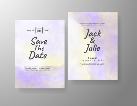 Minimal save the date invitation card with soft watercolor effect and modern wedding typography layout