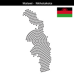 Obraz premium Map of Malawi region -Nkhotakota in concentric medium dots