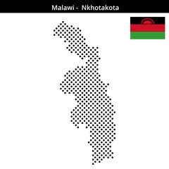 Obraz premium Map of Malawi region -Nkhotakota in medium sized cross shaped dots