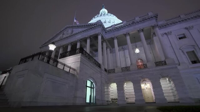 United States Capitol Building at Night, Washington DC Government Landmark Exterior