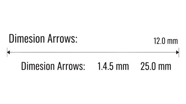 Technical dimension arrows and millimeter labels on dark interface for precise measurement design