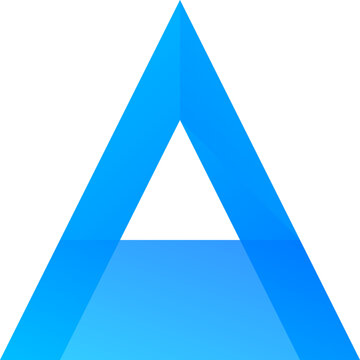 Abstract geometric optical illusion featuring a complex blue gradient impossible Penrose triangle shape graphic illustration