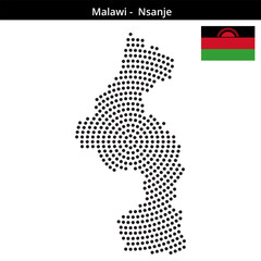 Obraz premium Map of Malawi region -Nsanje in concentric medium dots