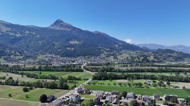 Aerial view of Gutenberg Castle in Balzers, Liechtenstein
