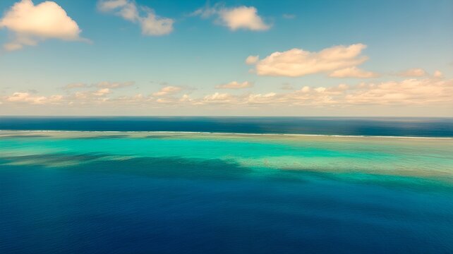 Aerial view of a tropical turquoise ocean perfect for a relaxing summer bank holiday travel getaway