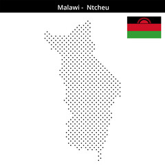 Fototapeta premium Map of Malawi region -Ntcheu in small cross shaped dots
