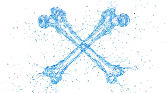 Crossbones made of water splashes isolated on transparent background