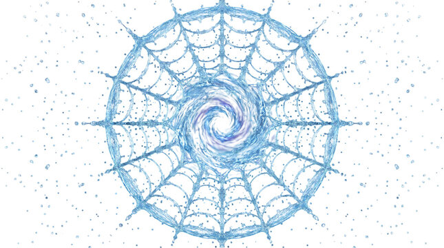 Spider web made of water isolated on transparent background