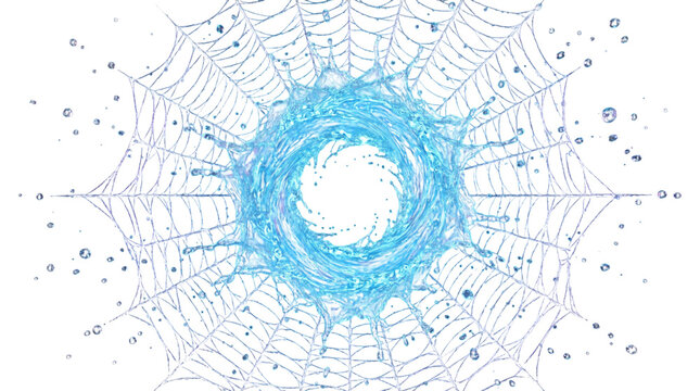 Water vortex in a spider web isolated on transparent background