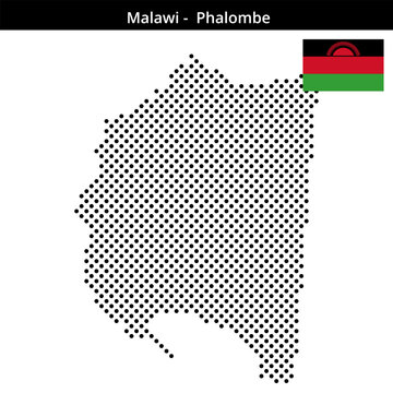Map of Malawi region -Phalombe in medium sized cross shaped dots