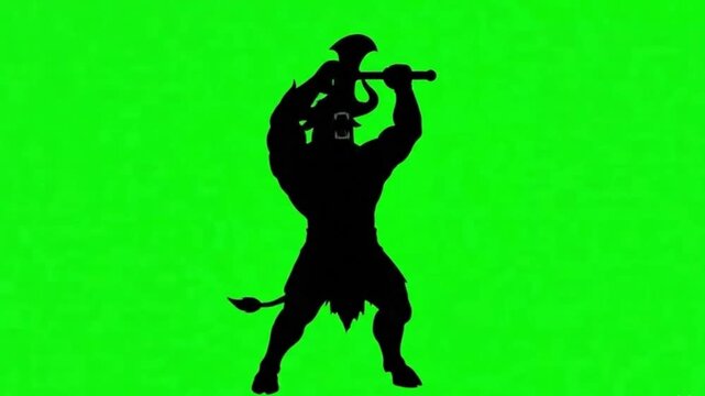 Video Silhouette of Minotaur on the green screen background.