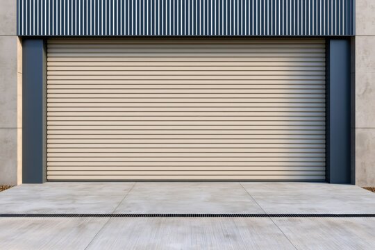 Modern garage door on contemporary building exterior