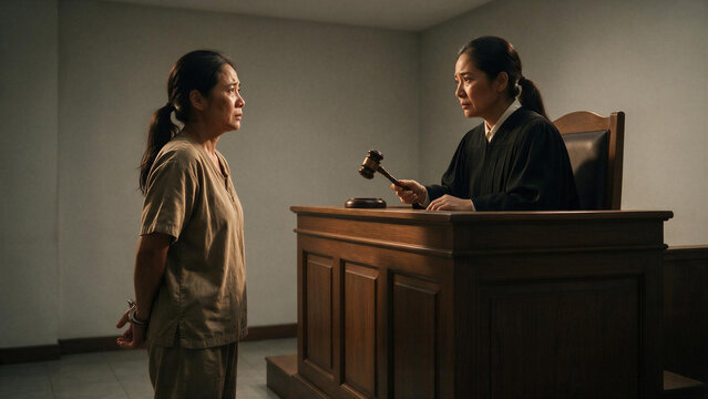 Inner Courtroom Trial Symbolizing Guilt, Self Judgment, and Psychological Self Punishment