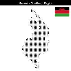 Obraz premium Map of Malawi region -Southern-Region in medium size square dots