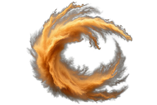 Abstract swirling dust or golden sand vortex on black background