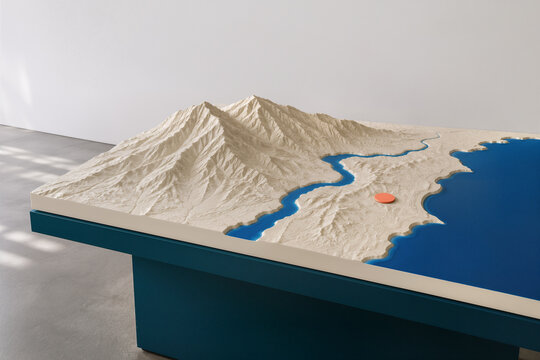 Table tactile en relief repr&eacute;sentant un littoral