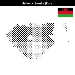 Fototapeta premium Map of Malawi region Zomba-Rural in medium sized cross shaped dots